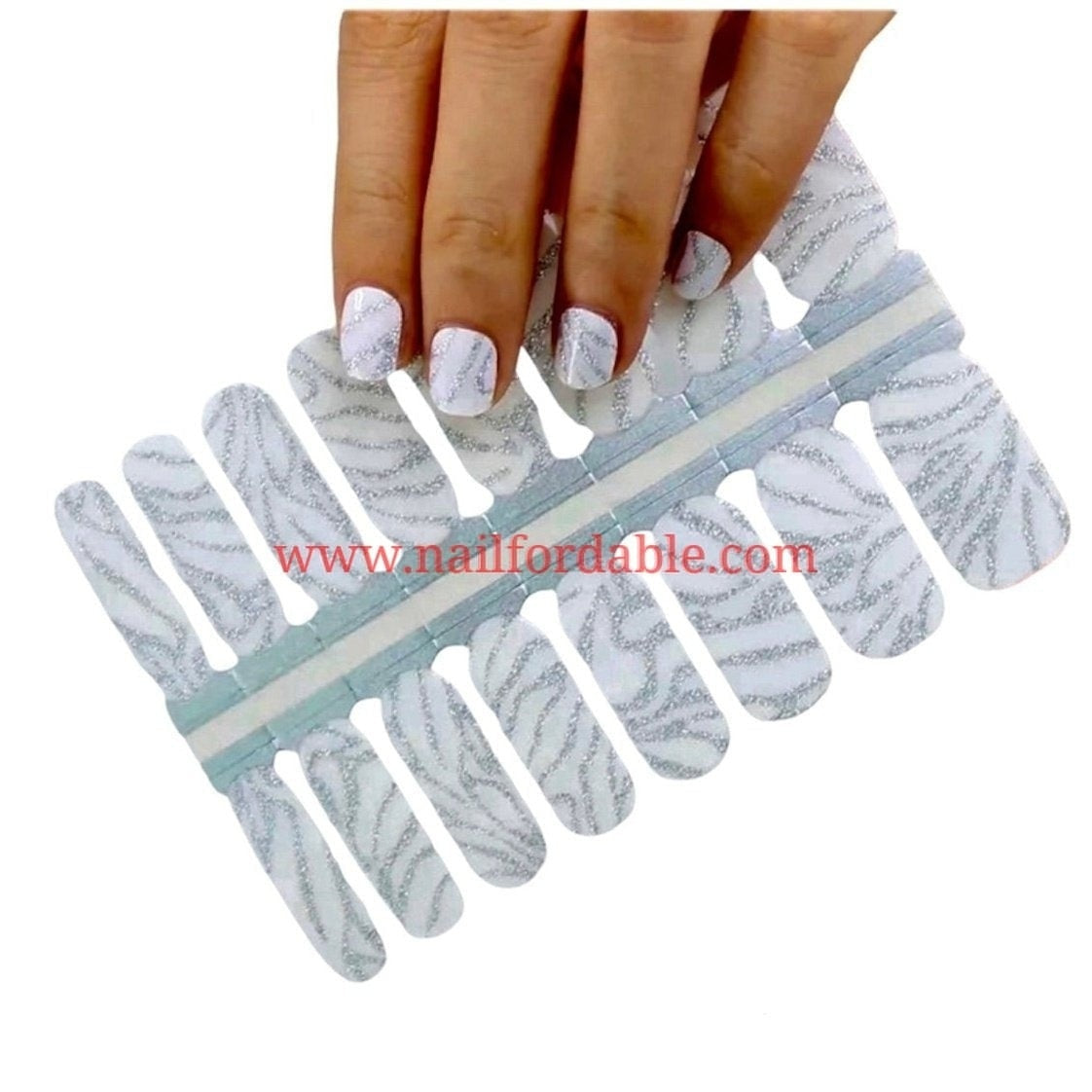 Silver Zebra print Nail Wraps | Semi Cured Gel Wraps | Gel Nail Wraps |Nail Polish | Nail Stickers