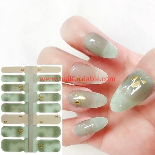 Green shadows Crystal Wraps Nail Wraps | Semi Cured Gel Wraps | Gel Nail Wraps |Nail Polish | Nail Stickers