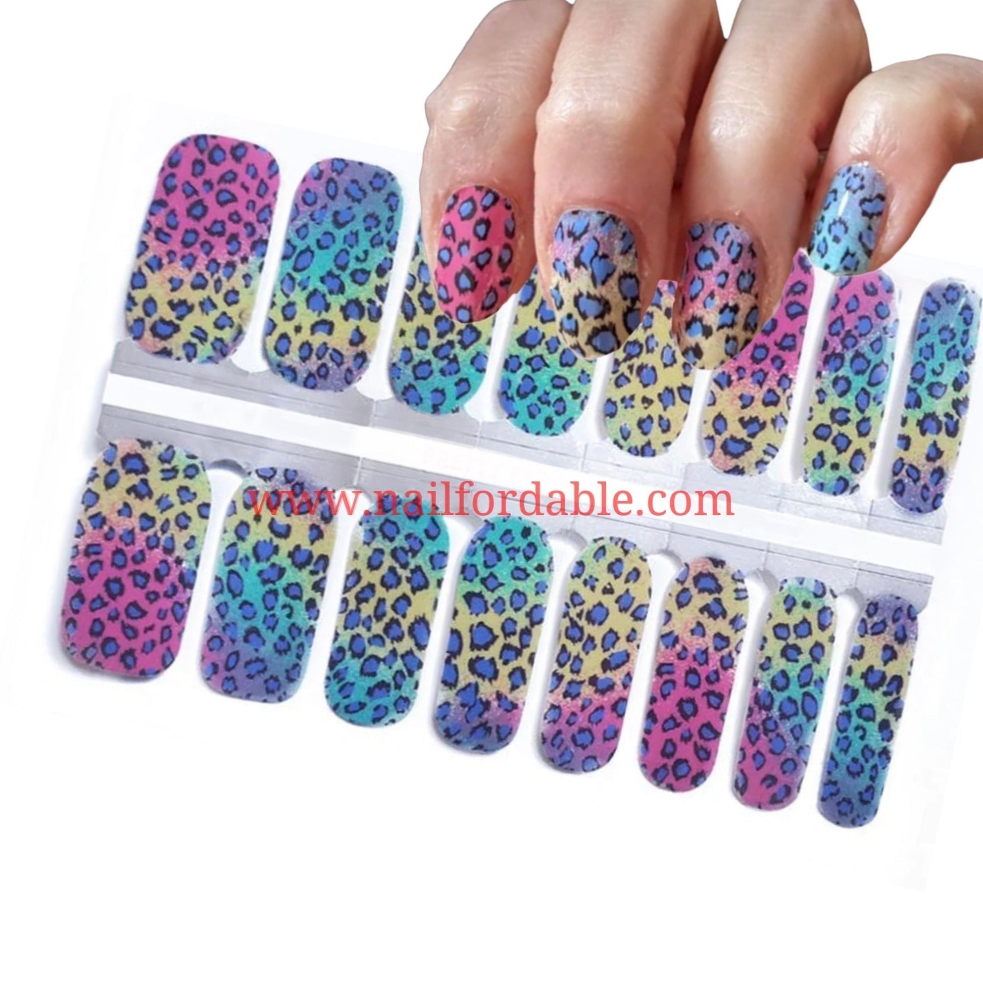 Colored leopard Nail Wraps | Semi Cured Gel Wraps | Gel Nail Wraps |Nail Polish | Nail Stickers