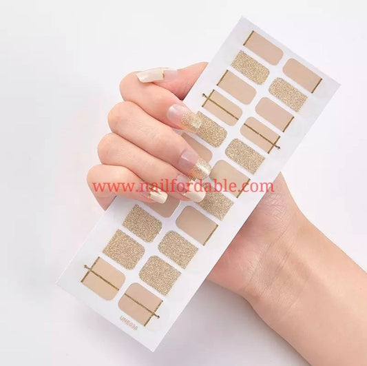 Gold mix French tips Nail Wraps | Semi Cured Gel Wraps | Gel Nail Wraps |Nail Polish | Nail Stickers