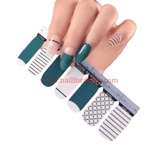 Green and patterns | Nail Wraps | Nail Stickers | Nail Strips | Gel Nails | Nail Polish Wraps - Nailfordable