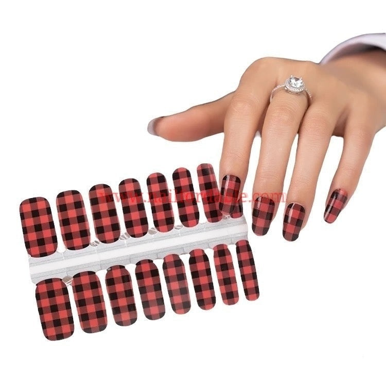 Red Plaid pattern Nail Wraps | Semi Cured Gel Wraps | Gel Nail Wraps |Nail Polish | Nail Stickers