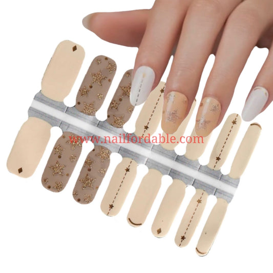 Golden stars | Nail Wraps | Nail Stickers | Nail Strips | Gel Nails | Nail Polish Wraps - Nailfordable