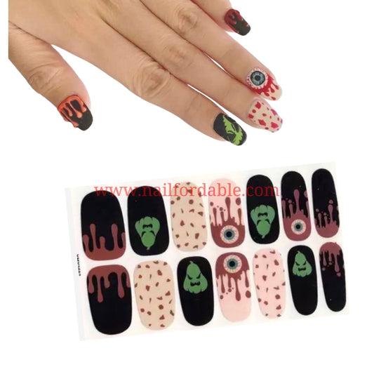 Spooky monster Nail Wraps | Semi Cured Gel Wraps | Gel Nail Wraps |Nail Polish | Nail Stickers