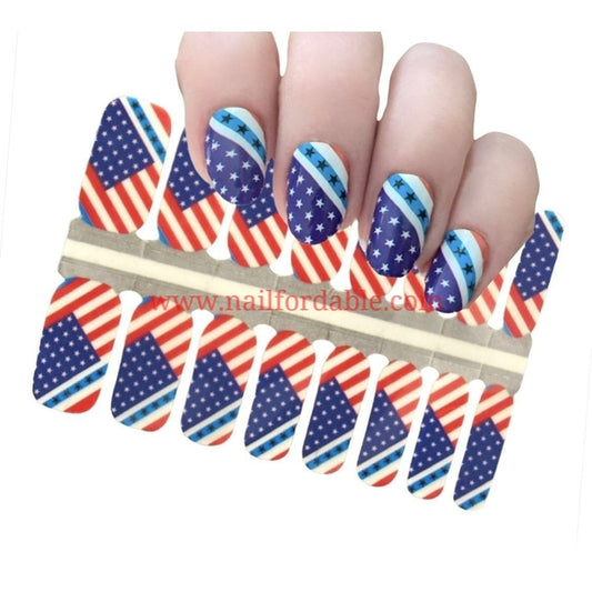 American Flag Nail Wraps | Semi Cured Gel Wraps | Gel Nail Wraps |Nail Polish | Nail Stickers