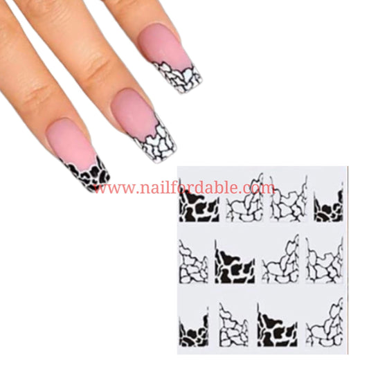 Black and white water decal | Nail Wraps | Nail Stickers | Nail Strips | Gel Nails | Nail Polish Wraps - Nailfordable