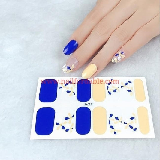 Flowers white and blue Nail Wraps | Semi Cured Gel Wraps | Gel Nail Wraps |Nail Polish | Nail Stickers