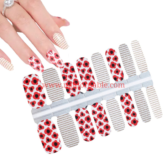 Flowers and Stripes | Nail Wraps | Nail Stickers | Nail Strips | Gel Nails | Nail Polish Wraps - Nailfordable