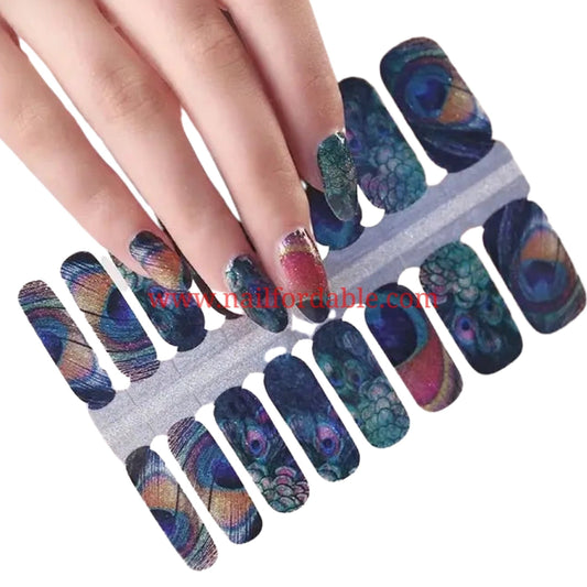Peacock art Nail Wraps | Semi Cured Gel Wraps | Gel Nail Wraps |Nail Polish | Nail Stickers
