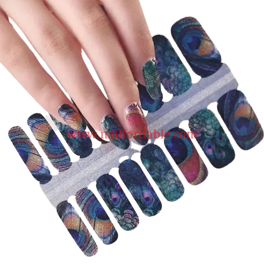 Peacock art | Nail Wraps | Nail Stickers | Nail Strips | Gel Nails | Nail Polish Wraps - Nailfordable