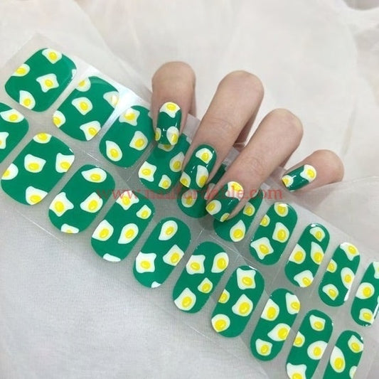 Eggs over easy - Cured Gel Wraps Air Dry/Non UV Nail Wraps | Semi Cured Gel Wraps | Gel Nail Wraps |Nail Polish | Nail Stickers