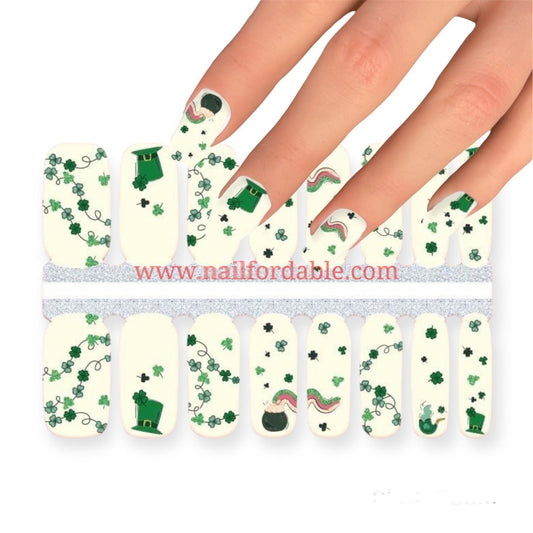 Lucky St. Patrickâ€™s Day Nail Wraps | Semi Cured Gel Wraps | Gel Nail Wraps |Nail Polish | Nail Stickers
