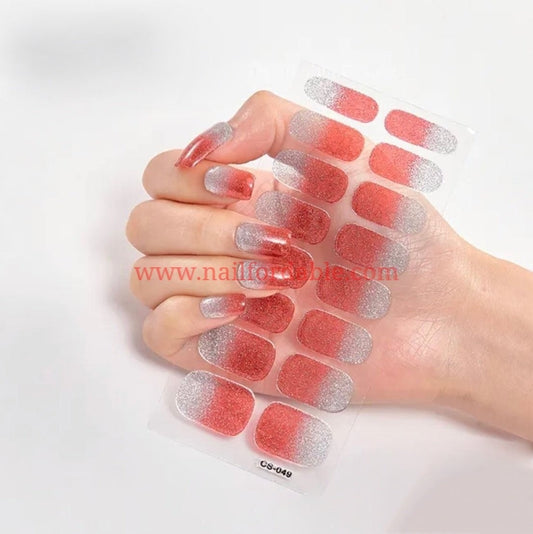 Silver and Red gradient Nail Wraps | Semi Cured Gel Wraps | Gel Nail Wraps |Nail Polish | Nail Stickers