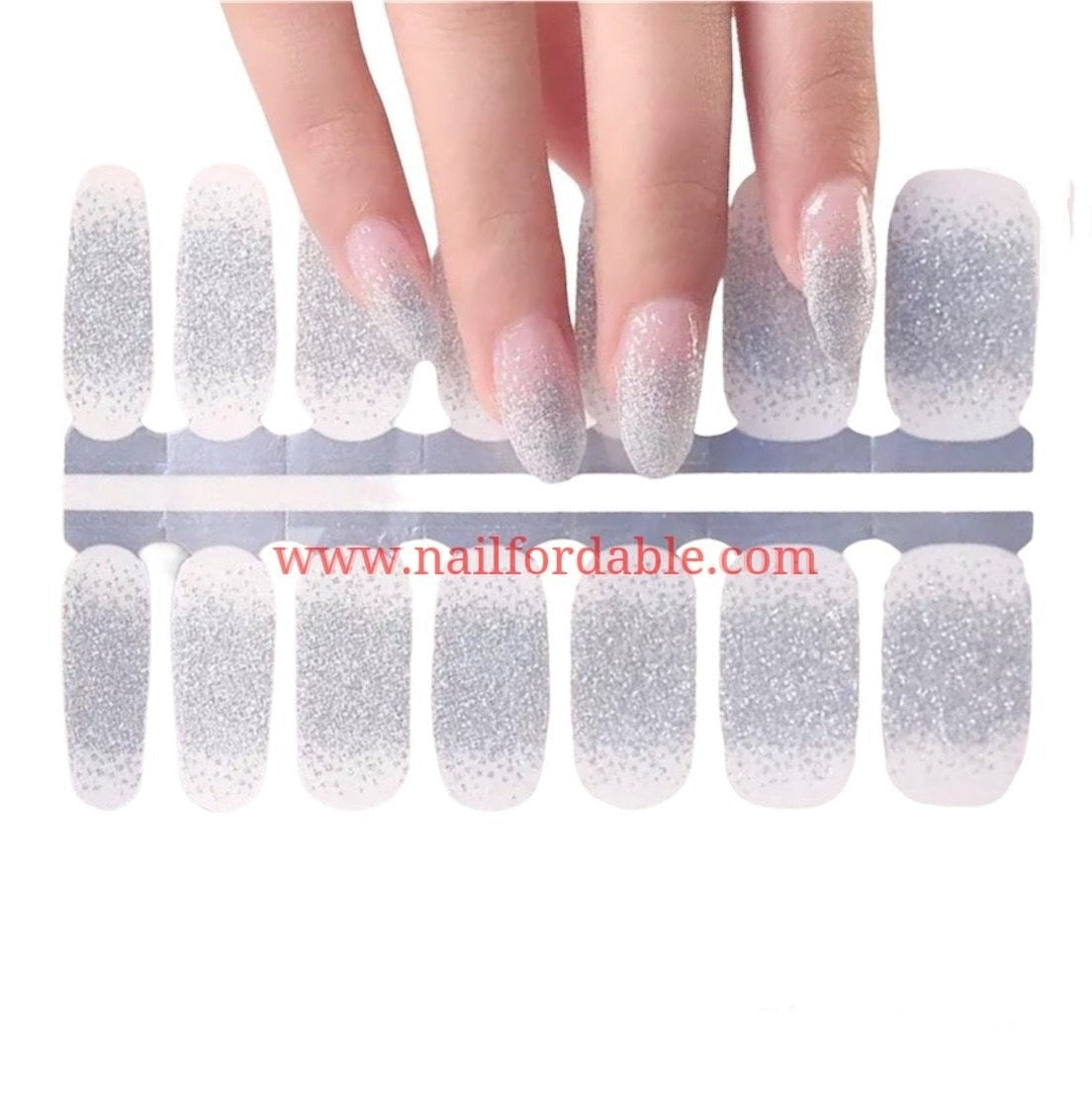 Silver dust Nail Wraps | Semi Cured Gel Wraps | Gel Nail Wraps |Nail Polish | Nail Stickers