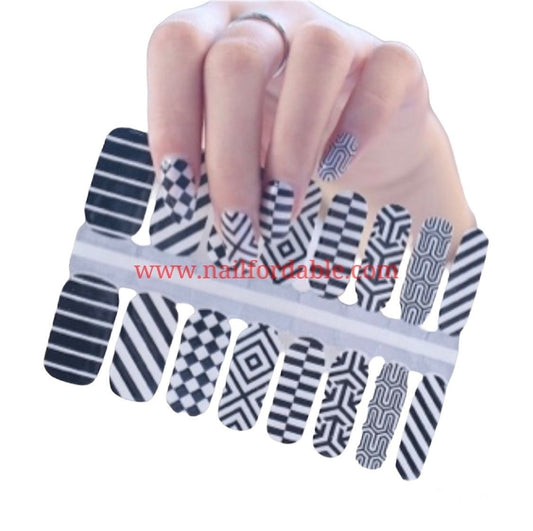 Geometric lines and patterns Nail Wraps | Semi Cured Gel Wraps | Gel Nail Wraps |Nail Polish | Nail Stickers