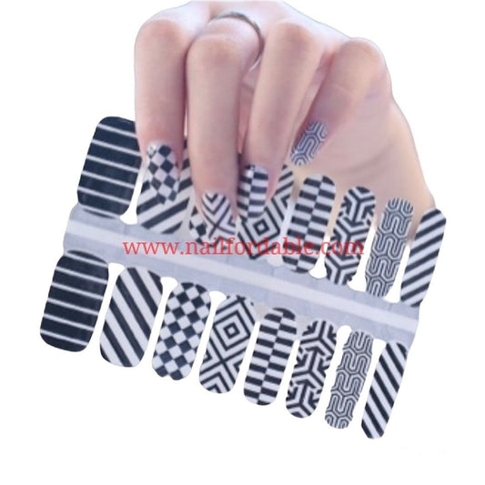 Geometric lines and patterns | Nail Wraps | Nail Stickers | Nail Strips | Gel Nails | Nail Polish Wraps - Nailfordable