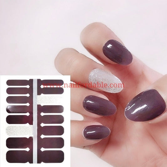 Brown and white glitter Crystal Wraps | Nail Wraps | Nail Stickers | Nail Strips | Gel Nails | Nail Polish Wraps - Nailfordable