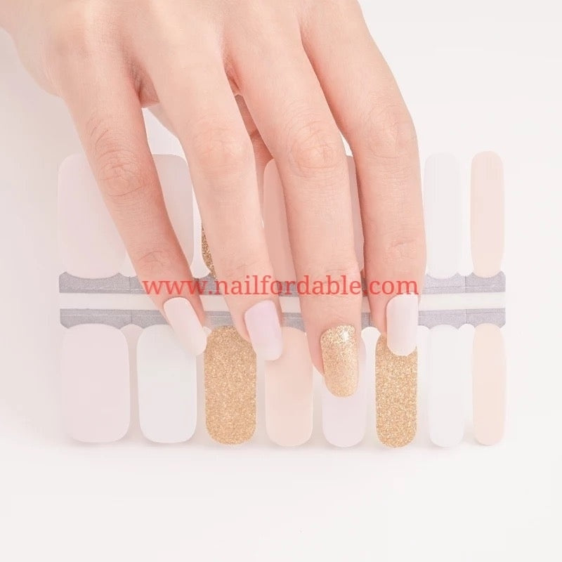 Pink, white, gold Nail Wraps | Semi Cured Gel Wraps | Gel Nail Wraps |Nail Polish | Nail Stickers