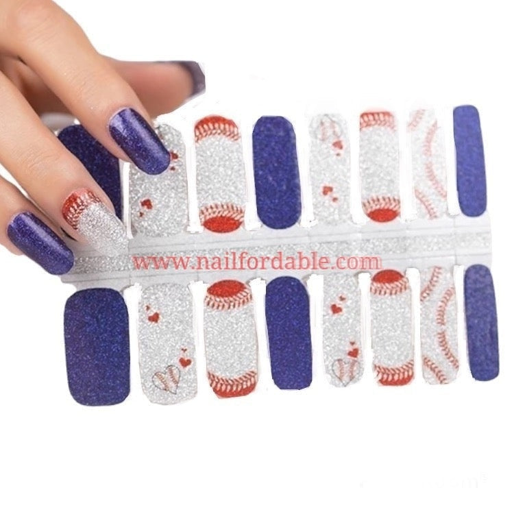 Love for Baseball Nail Wraps | Semi Cured Gel Wraps | Gel Nail Wraps |Nail Polish | Nail Stickers