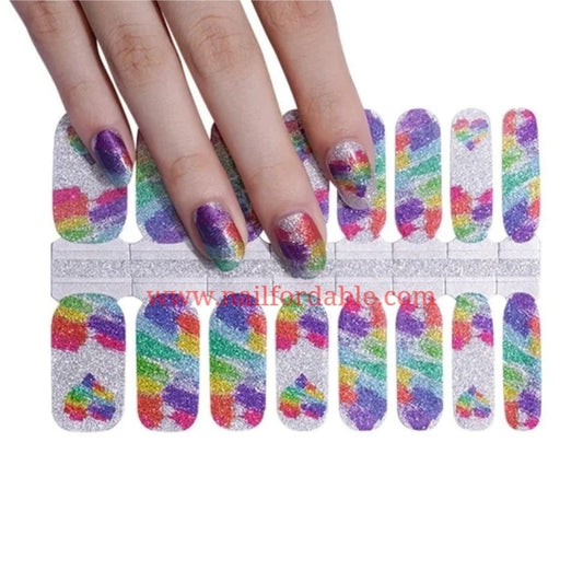 Rainbow Hearts Nail Wraps | Semi Cured Gel Wraps | Gel Nail Wraps |Nail Polish | Nail Stickers