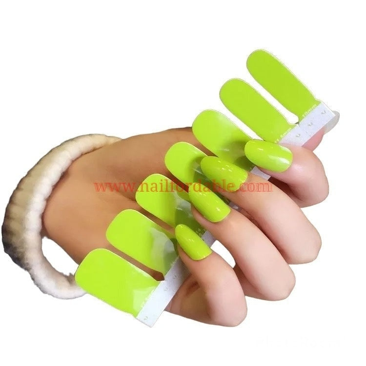 Green fluorescent Nail Wraps | Semi Cured Gel Wraps | Gel Nail Wraps |Nail Polish | Nail Stickers