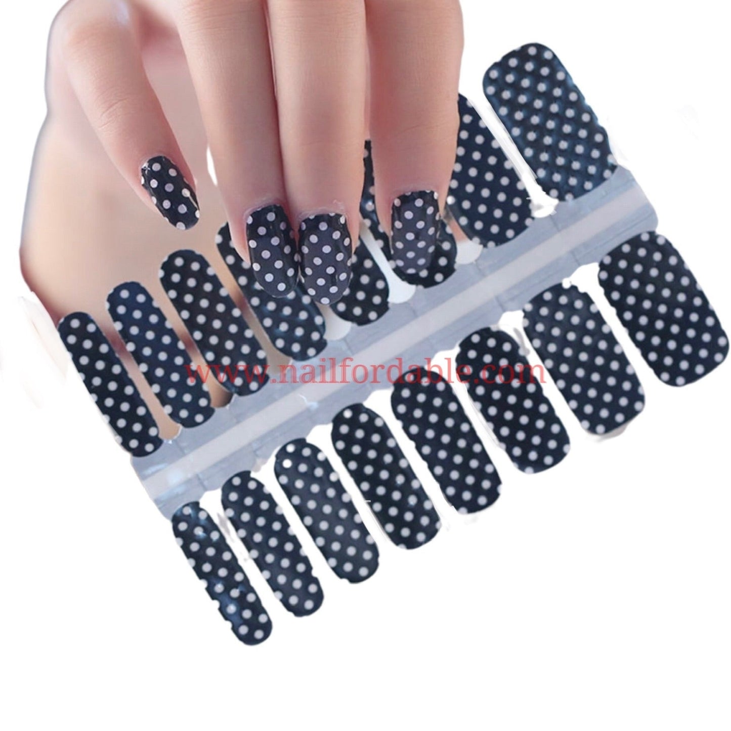 White polkadots Nail Wraps | Semi Cured Gel Wraps | Gel Nail Wraps |Nail Polish | Nail Stickers