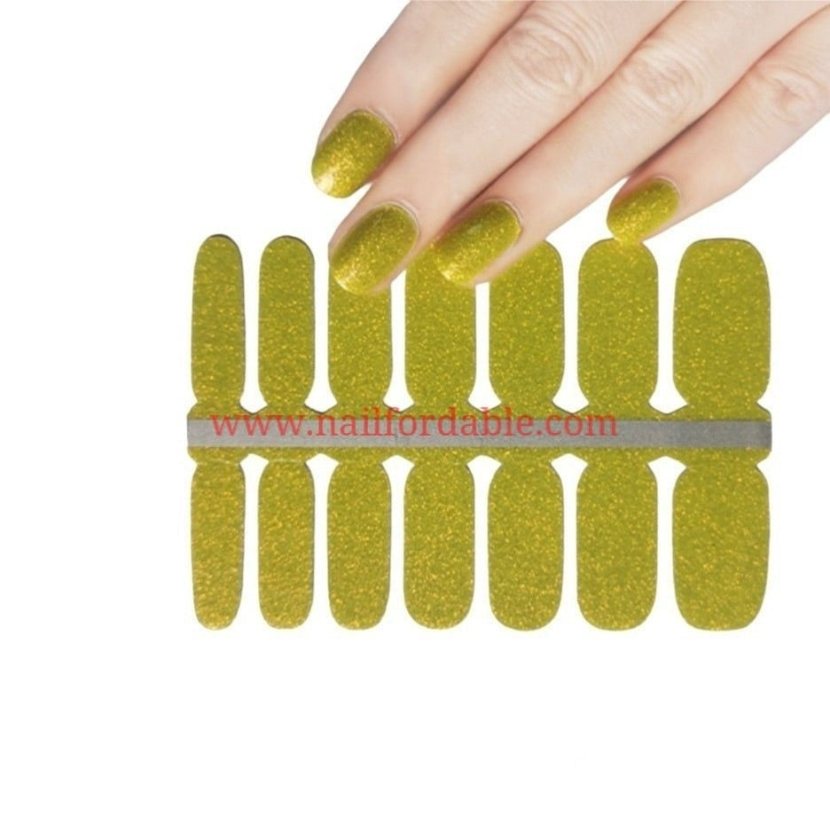 Yellow Green Glitter Nail Wraps | Semi Cured Gel Wraps | Gel Nail Wraps |Nail Polish | Nail Stickers