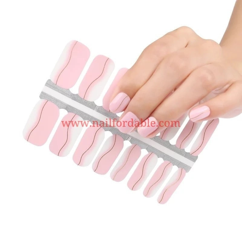 Pink waves Nail Wraps | Semi Cured Gel Wraps | Gel Nail Wraps |Nail Polish | Nail Stickers