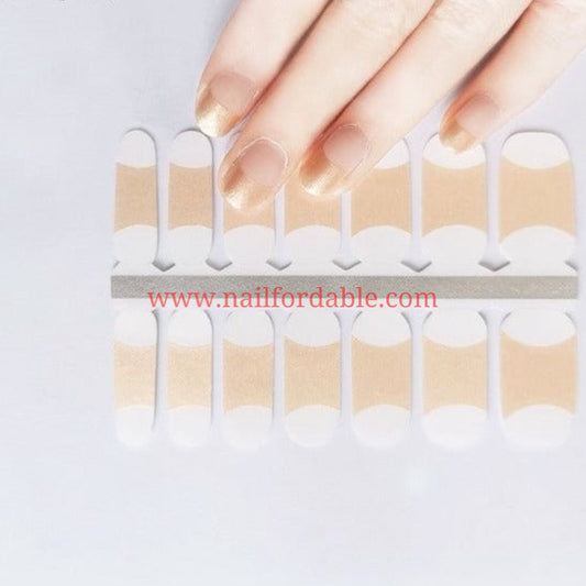 Gold French tips Nail Wraps | Semi Cured Gel Wraps | Gel Nail Wraps |Nail Polish | Nail Stickers