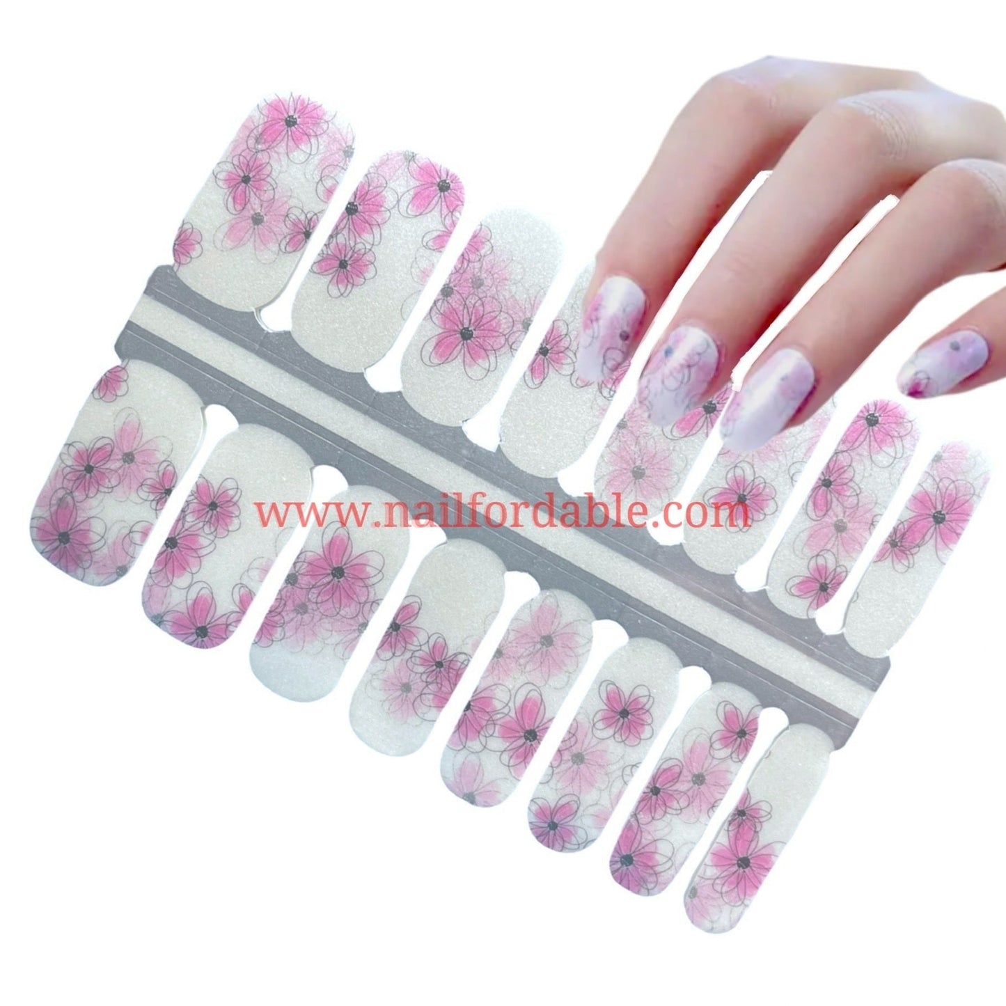 Pink petunias Nail Wraps | Semi Cured Gel Wraps | Gel Nail Wraps |Nail Polish | Nail Stickers
