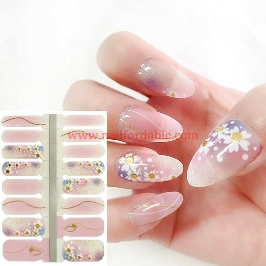 Beautiful flores Crystal Wraps Nail Wraps | Semi Cured Gel Wraps | Gel Nail Wraps |Nail Polish | Nail Stickers