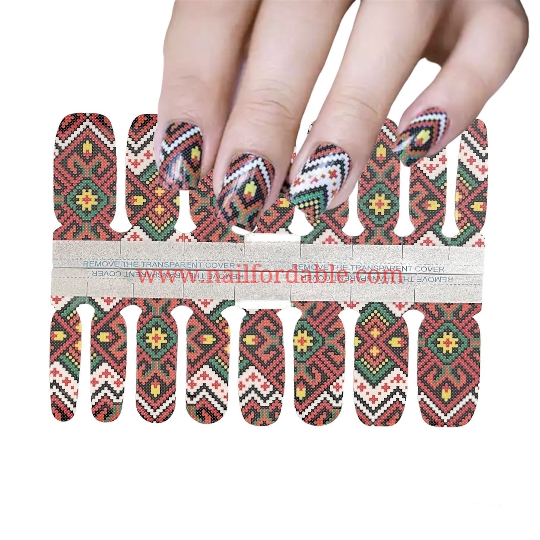 Tribal Embroidery Nail Wraps | Semi Cured Gel Wraps | Gel Nail Wraps |Nail Polish | Nail Stickers