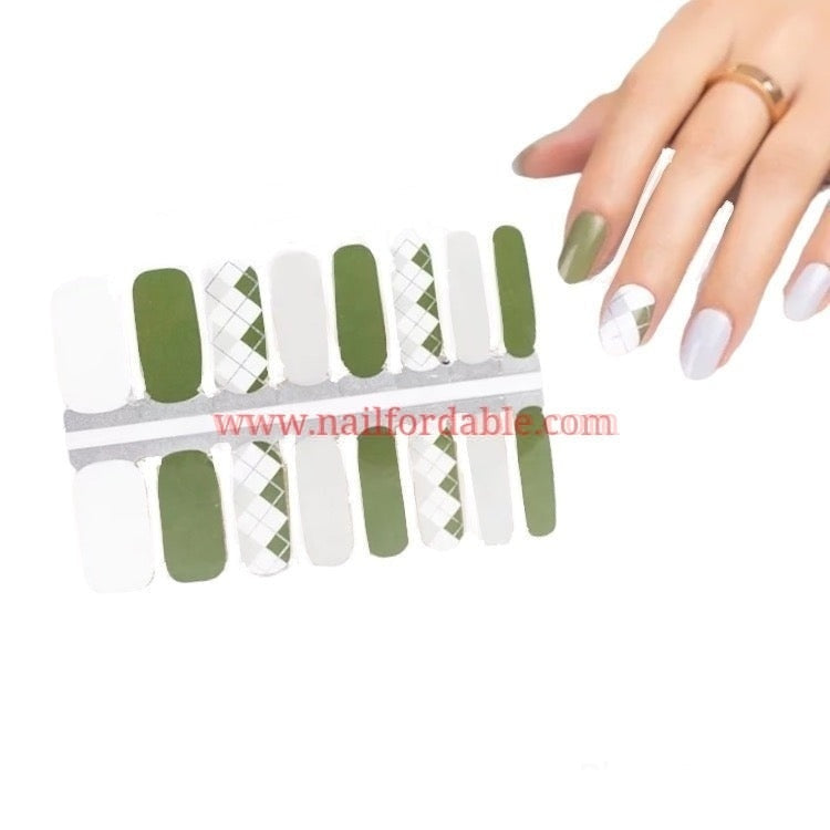 Green Rhombuses Nail Wraps | Semi Cured Gel Wraps | Gel Nail Wraps |Nail Polish | Nail Stickers