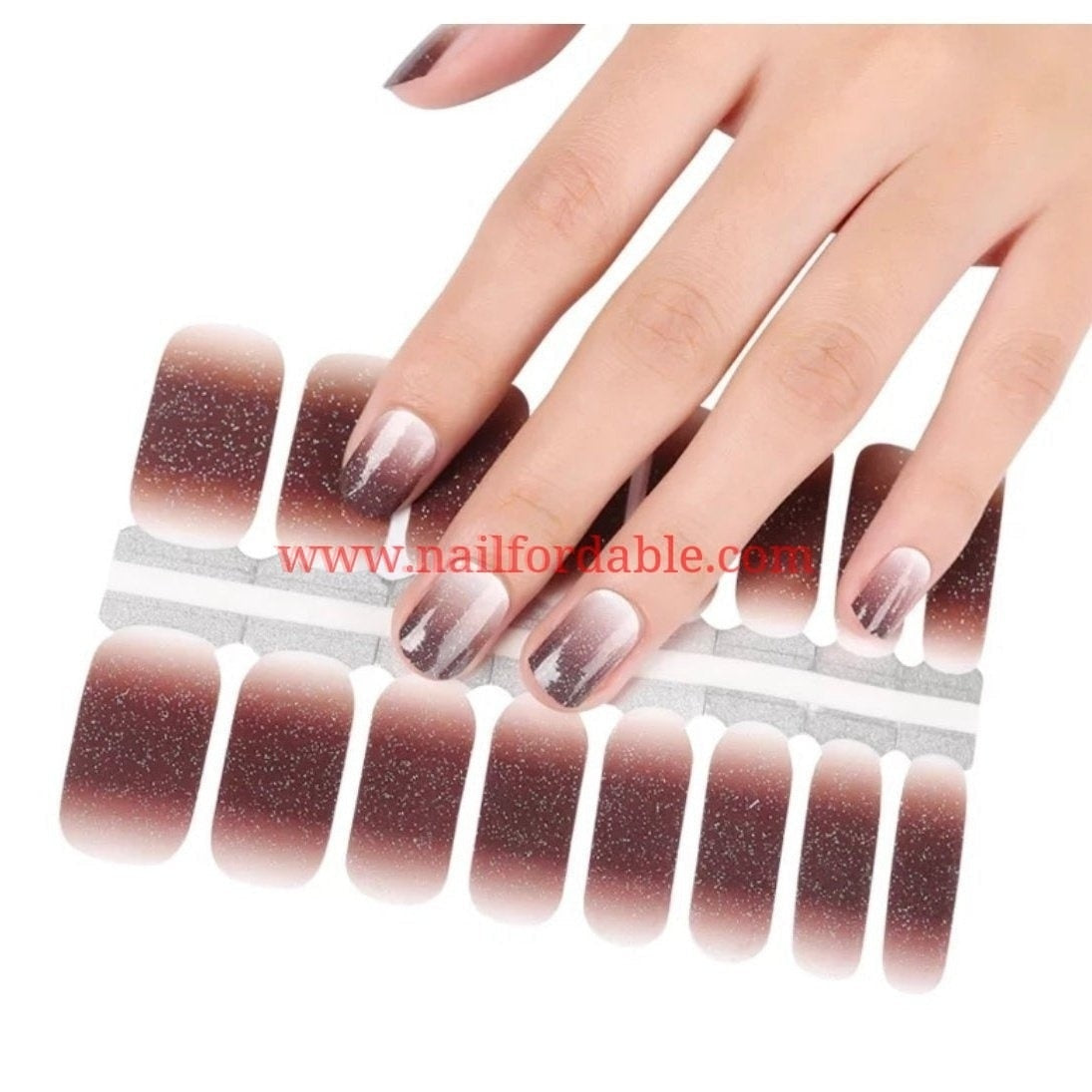 Gradient Brown to white Nail Wraps | Semi Cured Gel Wraps | Gel Nail Wraps |Nail Polish | Nail Stickers