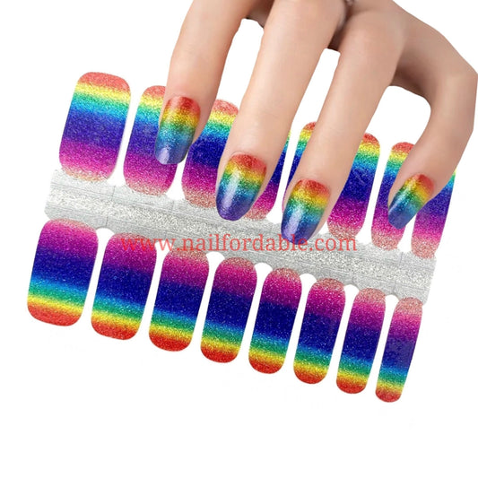 Rainbow Glitter Nail Wraps | Semi Cured Gel Wraps | Gel Nail Wraps |Nail Polish | Nail Stickers