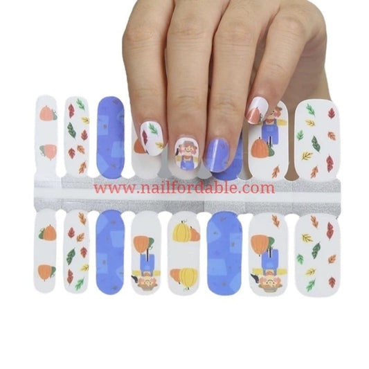 Halloween Scarecrow Nail Wraps | Semi Cured Gel Wraps | Gel Nail Wraps |Nail Polish | Nail Stickers