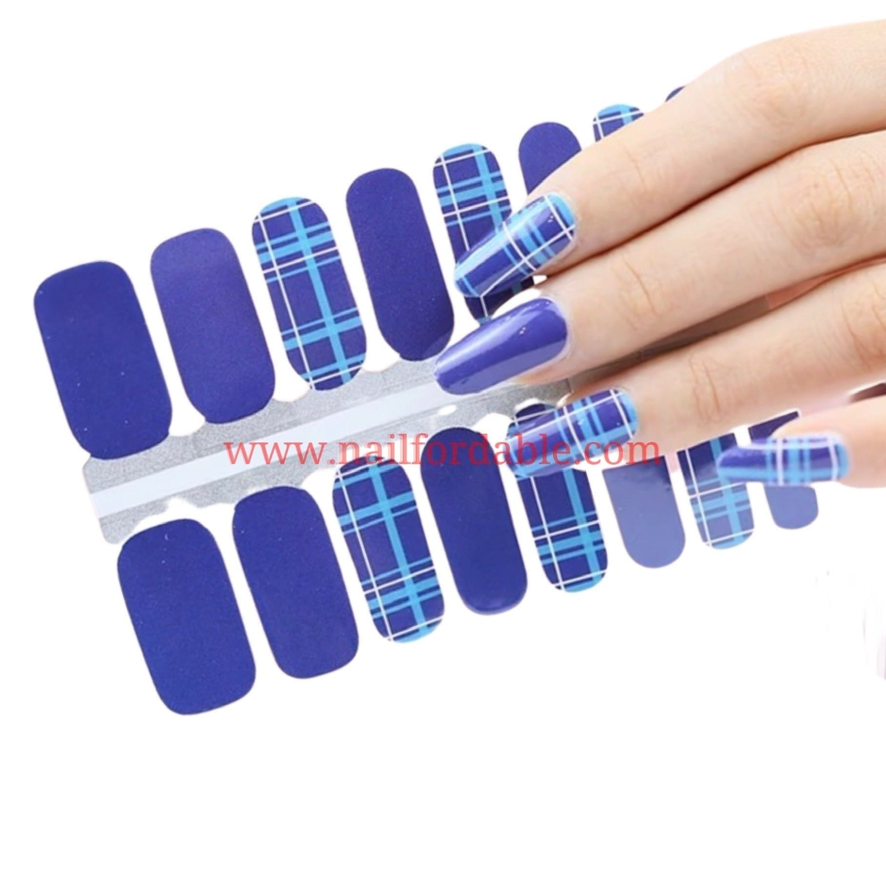 Blue plaid patterns Nail Wraps | Semi Cured Gel Wraps | Gel Nail Wraps |Nail Polish | Nail Stickers