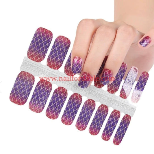 Purple fishnet gradient | Nail Wraps | Nail Stickers | Nail Strips | Gel Nails | Nail Polish Wraps - Nailfordable
