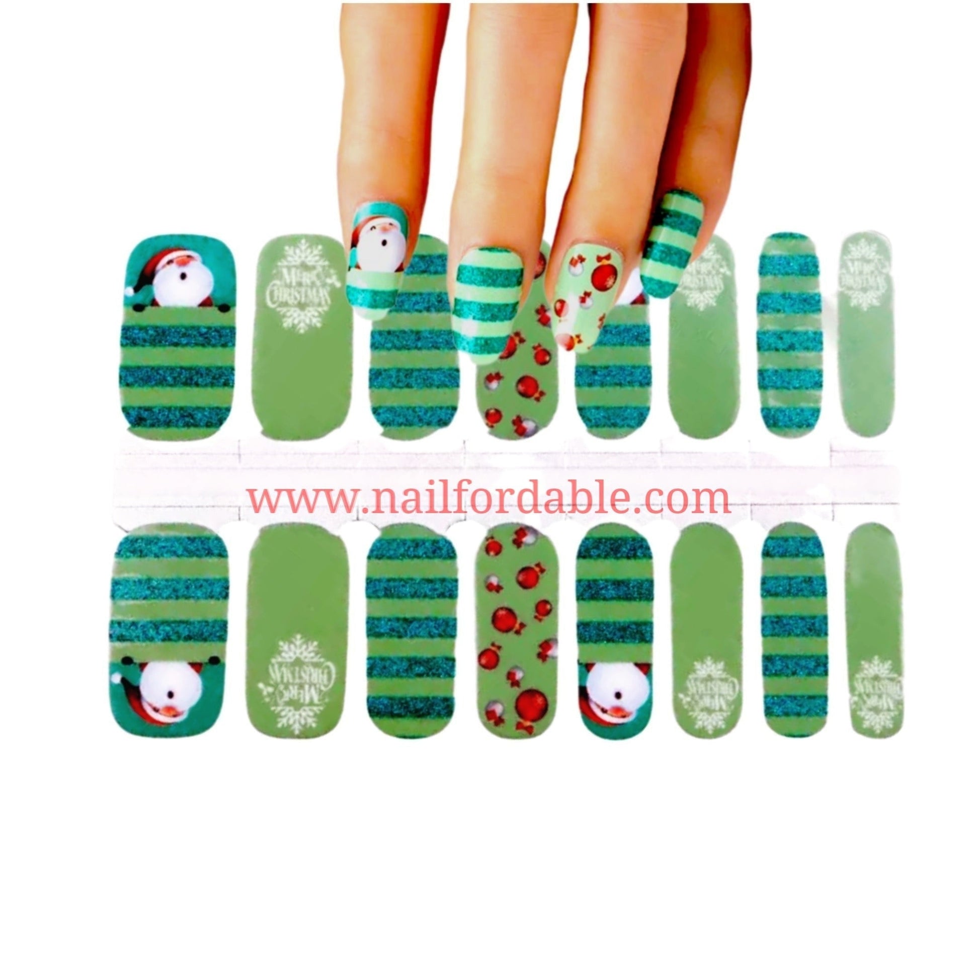 Santa! Nail Wraps | Semi Cured Gel Wraps | Gel Nail Wraps |Nail Polish | Nail Stickers