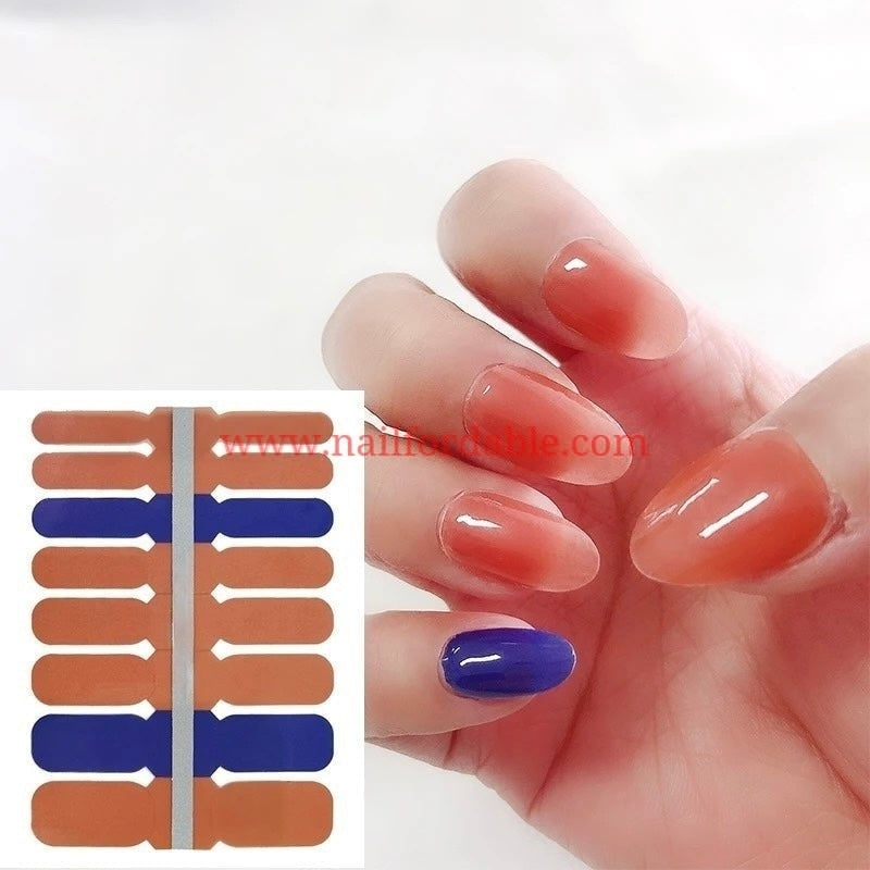 Brownish and blue Crystal Wraps Nail Wraps | Semi Cured Gel Wraps | Gel Nail Wraps |Nail Polish | Nail Stickers