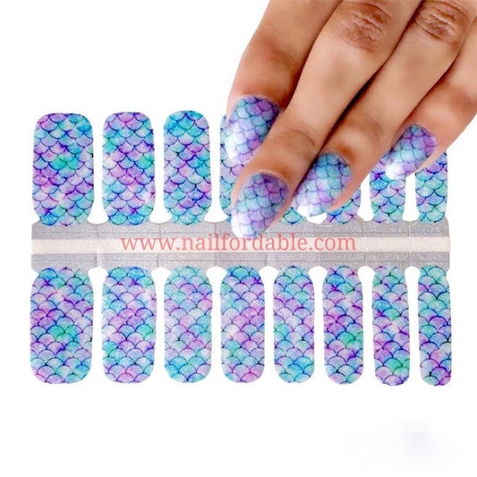 Blue Mermaid Nail Wraps | Semi Cured Gel Wraps | Gel Nail Wraps |Nail Polish | Nail Stickers
