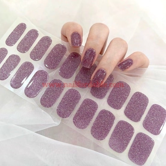 Purple glitter - Cured Gel Wraps Air Dry/Non UV Nail Wraps | Semi Cured Gel Wraps | Gel Nail Wraps |Nail Polish | Nail Stickers