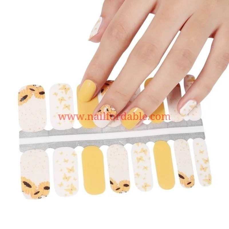 Sunflowers & Butterflies Nail Wraps | Semi Cured Gel Wraps | Gel Nail Wraps |Nail Polish | Nail Stickers