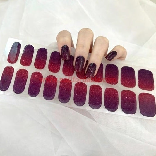 Gradient Burgundy - Cured Gel Wraps Air Dry/Non UV Nail Wraps | Semi Cured Gel Wraps | Gel Nail Wraps |Nail Polish | Nail Stickers