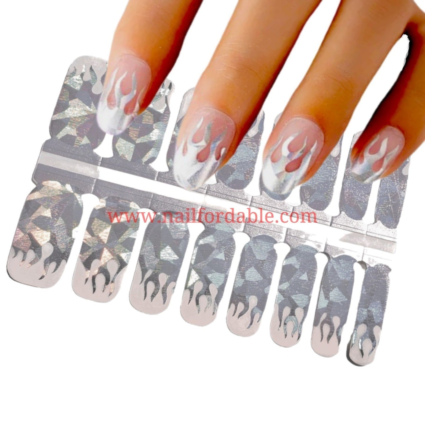 Chrome flames Nail Wraps | Semi Cured Gel Wraps | Gel Nail Wraps |Nail Polish | Nail Stickers