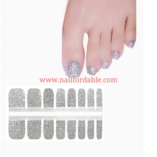 Silver glitter | Nail Wraps | Nail Stickers | Nail Strips | Gel Nails | Nail Polish Wraps - Nailfordable