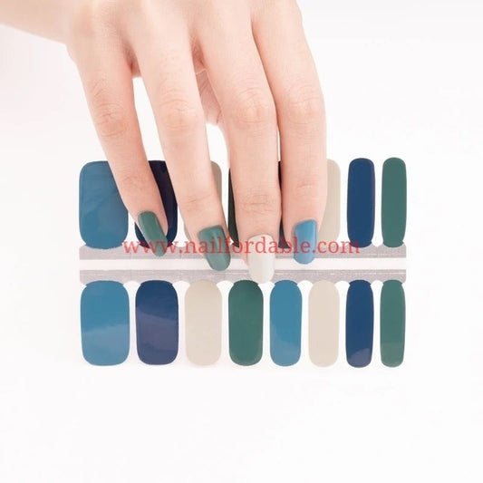 Green solids mix Nail Wraps | Semi Cured Gel Wraps | Gel Nail Wraps |Nail Polish | Nail Stickers