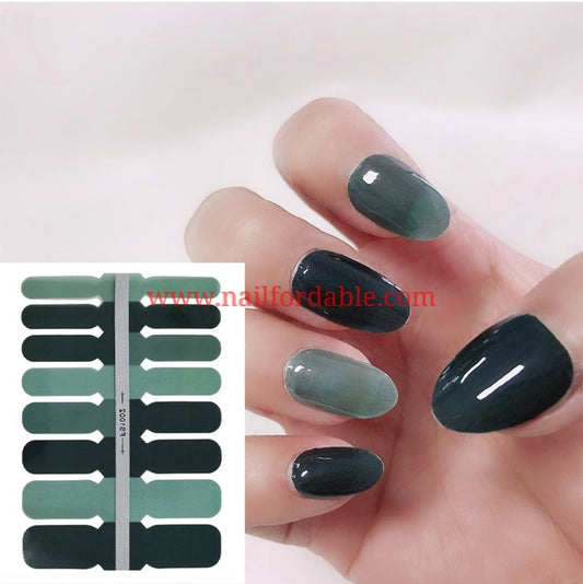 Green mix Crystal Wraps | Nail Wraps | Nail Stickers | Nail Strips | Gel Nails | Nail Polish Wraps - Nailfordable