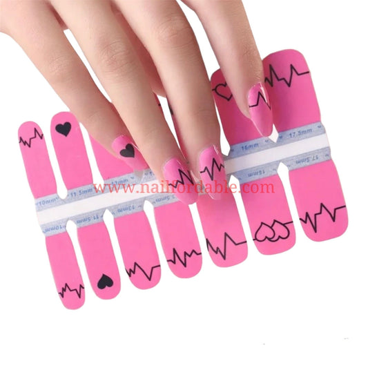 Love heart rate Nail Wraps | Semi Cured Gel Wraps | Gel Nail Wraps |Nail Polish | Nail Stickers