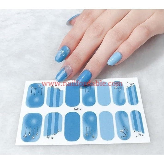Blue galaxy Nail Wraps | Semi Cured Gel Wraps | Gel Nail Wraps |Nail Polish | Nail Stickers